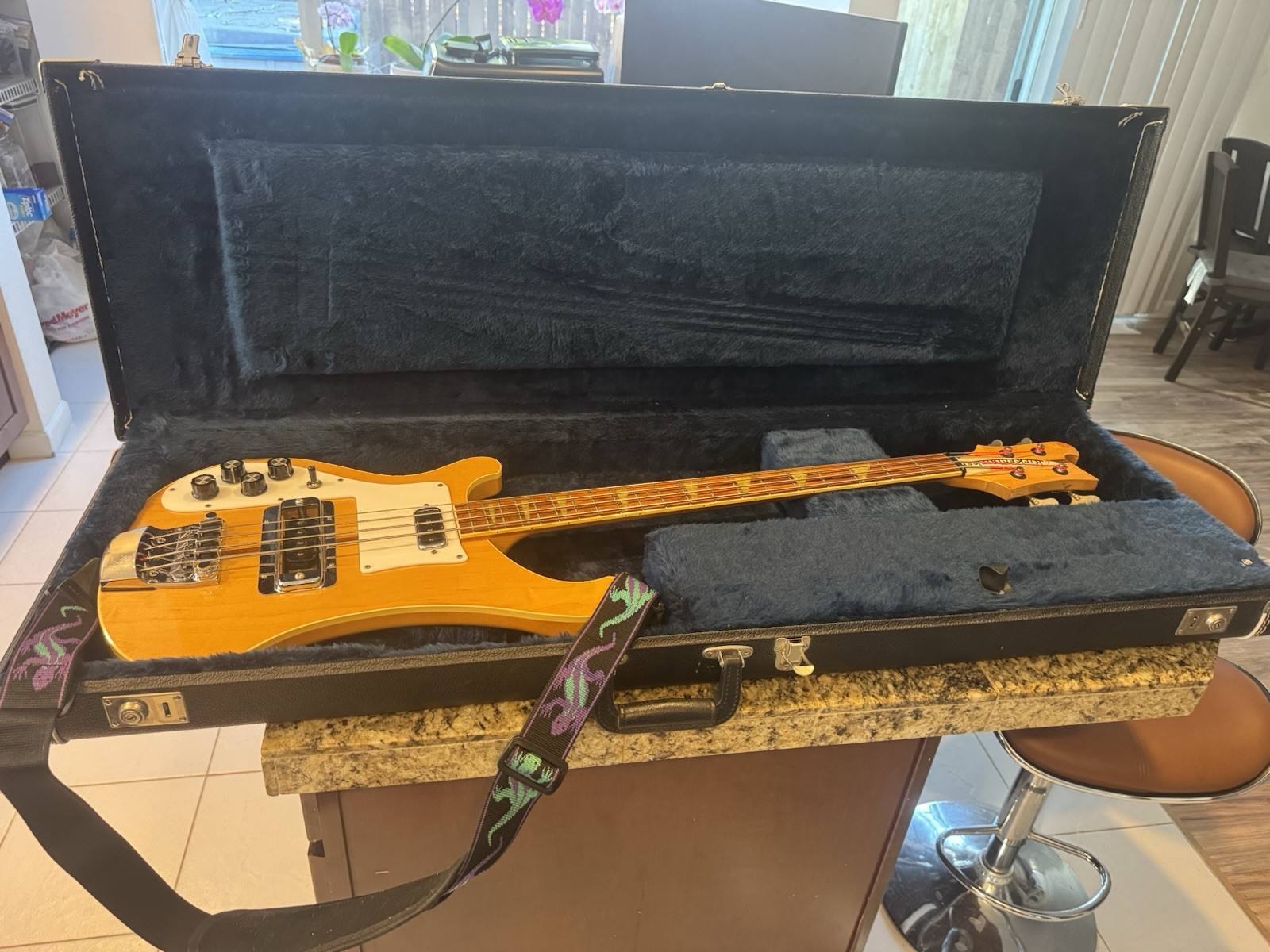 1975 lefty Rickenbacker 4001 Electric Bass Guitar 4 String Natural Maple w /  Case