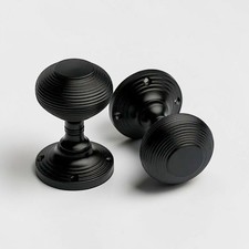 8 PAIRS Black Beehive Sprung Mortice Solid Door Knobs Knob Quality 55mm Internal