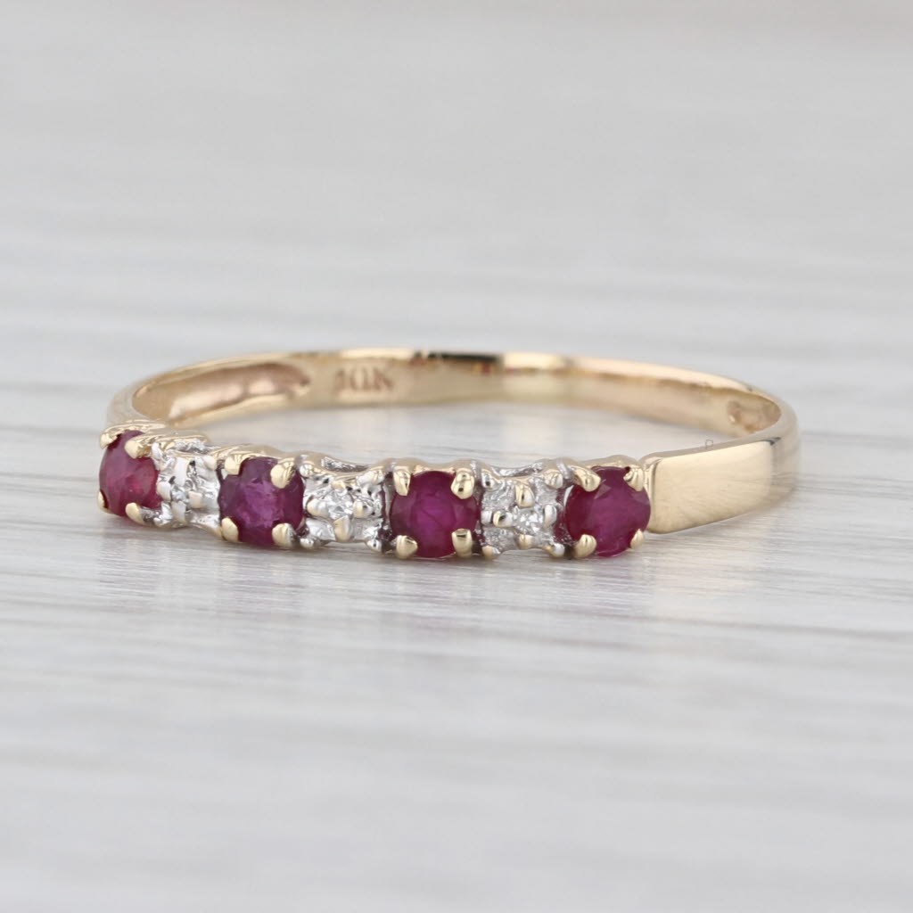 0.30ctw Ruby Diamond Stackable Ring 10k Yellow Go… - image 1