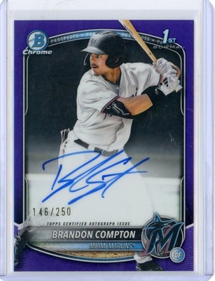 2025 Bowman Draft BRANDON COMPTON Chrome Prospect Auto Purple /250 - Marlins