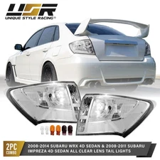 ALL CLEAR Tail Light Pair (L+R) + Bulbs For 08-14 Impreza / Impreza WRX 4D Sedan