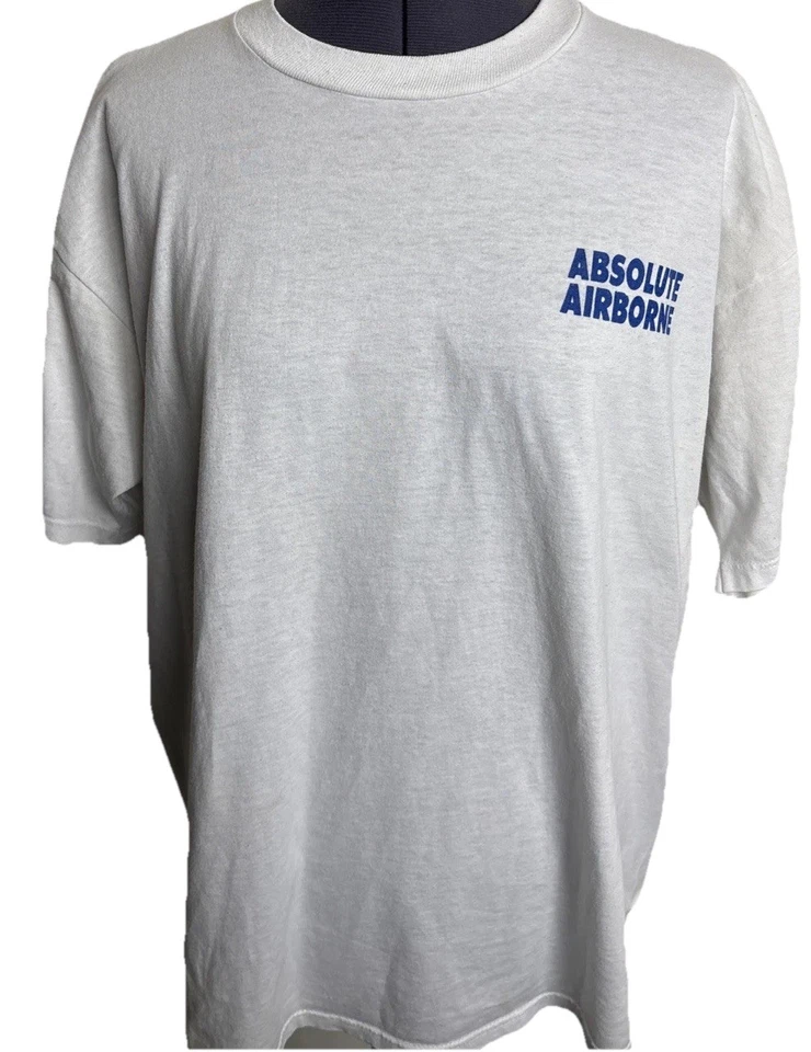 Vintage 90s Absolute Airborne T Shirt Mens XL White US Army USA Made Rare - Image 3 of 4