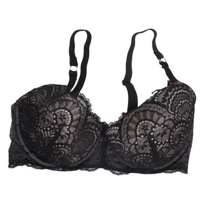 Esotiq, BH, Größe: 75F, 38355, Schwarz/Beige, Baumwolle, Blumen, Spitze #CtH