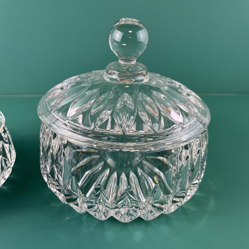 Vtg Gorham Althea Cut Crystal Candy Trinket Dish Covered Bowls Round 2 Sets - Picture 2 of 17