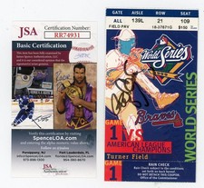 1999 World Series Ticket Yankees Braves Game 1 ROGER CLEMENS AUTO w/JSA COA