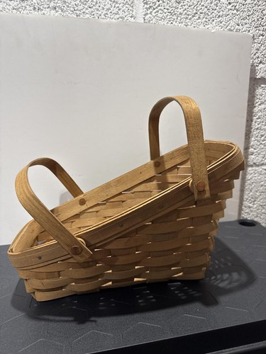 Woven Wooden Basket with Dual Handles