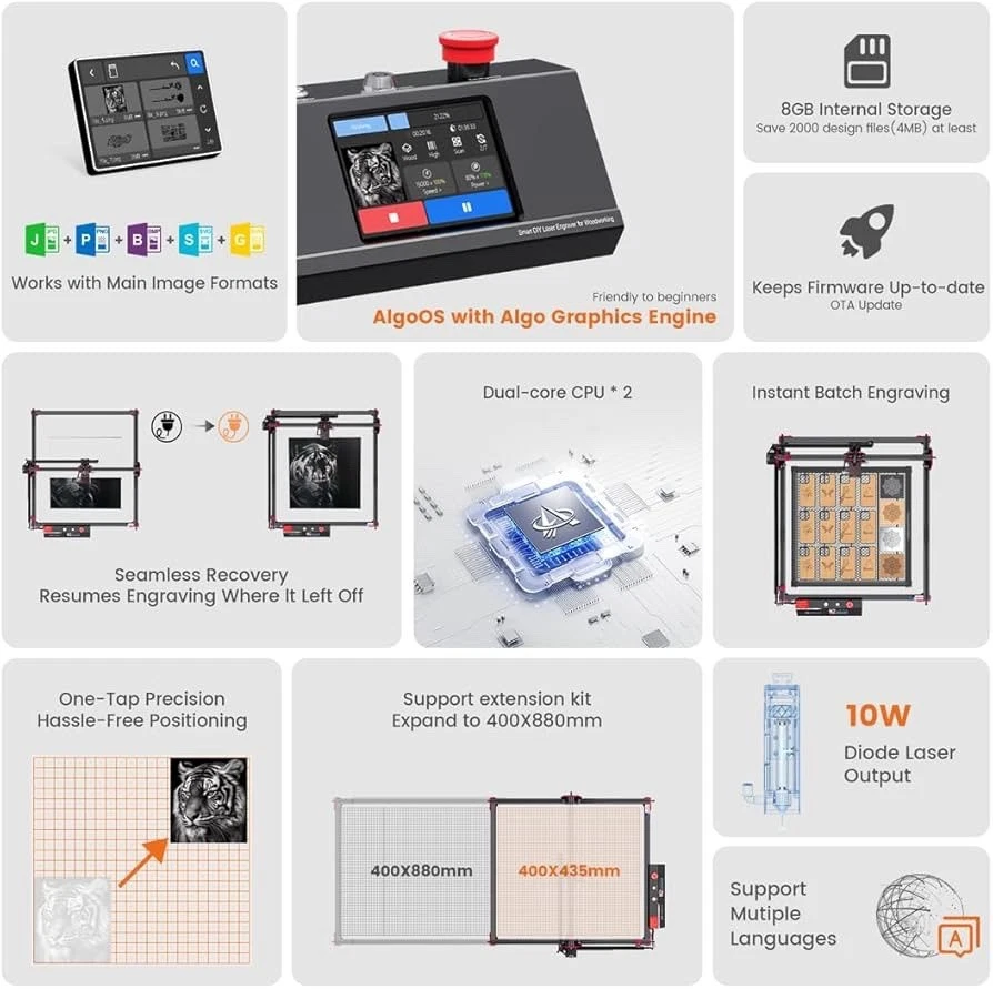AlgoLaser DIY KIT Mini Laser Engraver, 10wOutput Power Laser Cutting Engravin... - Image 4 of 4