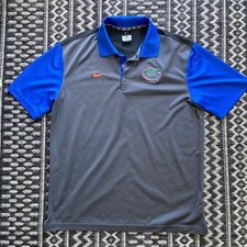 Nike Dri-FIT Florida Gators Polo Shirt Men's Large Gray Blue Golf Short sleeve