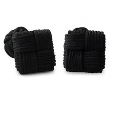 HONEY BEAR Silk Knot Cufflinks Fabric for Mens/Women Shirt/Dress, for Black