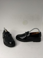 Franco Sarto Cason Black Patent Loafers Woman's Size 9M Lug Sole