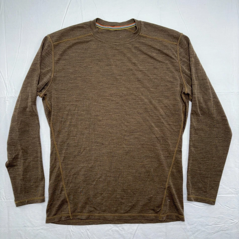 SmartWool Mens Large Base Layer Brown Long Sleeve Thermal Crew Merino Wool 250 - Image 2 of 4