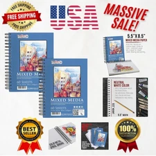 5.5"x8.5" Mixed Media Sketchbooks - 60 Sheets Ideal for All Art Techniques
