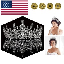 Silver Wedding Crystal Tiaras and Crowns for Women, Bride Royal Queen Headban...