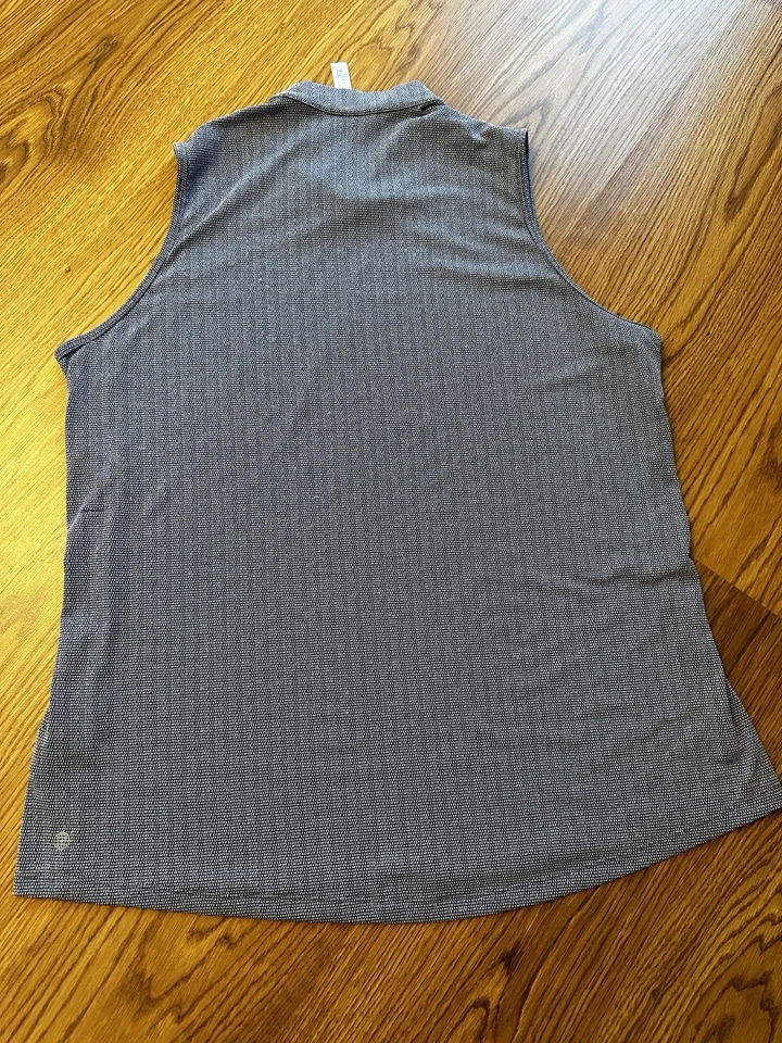 阿迪达斯女式 XL 模拟领高领 ess。 轻薄无袖上衣蓝色 — 第 2/3 张图片