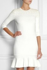 NWT. $2385 ALEXANDER MCQUEEN FAUX PEARL DRESS Sz M white