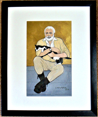 Ernest Hemingway - Fine Art Print heavy gold added - Marianne L'Heureux