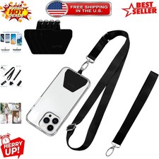 Stylish Black Phone Lanyard with Adjustable Neck  Wrist Strap - Universal Fit
