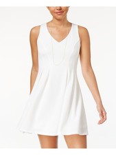 TEEZE ME Womens A-Line Mini Dress Ivory Sleeveless Cocktail Juniors 34