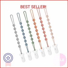 Eascrozn 6 Pack Baby Pacifier Clip, Silicone Pacifier Clips Holder with One Piec