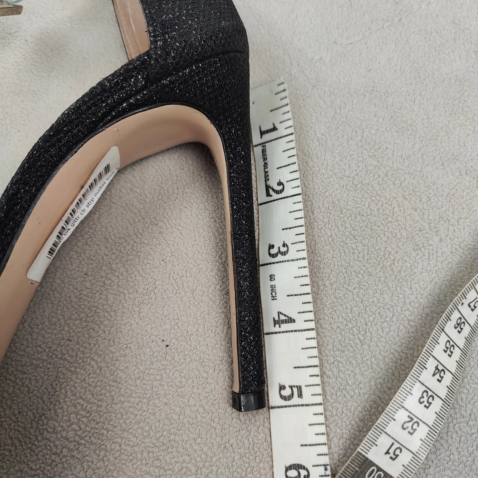 Stuart Weitzman The Ruby Nudist Heels Womens 8 Black Glitter Sandals Shoes Glam
