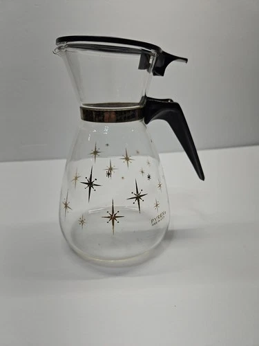 Pyrex Atomic Starburst Vintage MCM CARAFE Syrup Dispenser Mini Coffee - 6” Tall