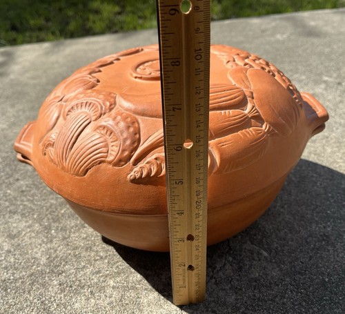 Vintage Gourmet-Clay Roaster Pot Cooker 12” Lg Terra Cotta Baker Casserole- USA - Picture 4 of 14
