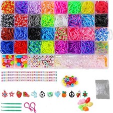 Rubber Band Loom Bracelet Kit 2500 Bands 32 Colors Letter Beads Jewelry Making
