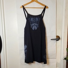 Intimately Free People Black Cotton Dress with Blue Embroidery size M
