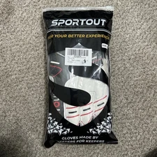 Sportout - Goal Keeper Soccer Goalie Black/White Gloves - Size 8 -