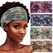 African Headbands Boho Knotted Hairbands Wide Elastic Head Wraps Yoga Turban
