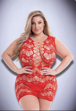 RED Women Sexy Lingerie QUEEN SIZE Bodysuit Underwear Lace Mini Dress Nightwear