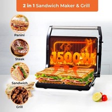 1500W Electric Panini Grill Machine Panini Press Sandwich Toaster Maker 180°