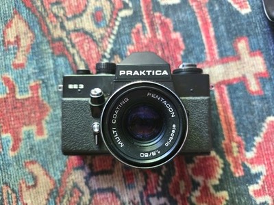 Vintage Praktica EE3 35mm Camera w/ Leather Cover & 2'' Shoulder Strap - Untested