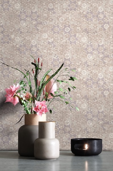 Newroom Vliestapete Beige Fliesenoptik Vintage Mosaik Blumen Wohnzimmer Edel-image