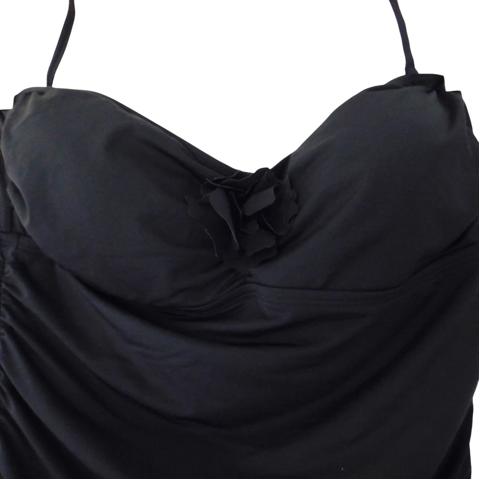 Kenneth Cole Swimsuit 1 piece attached Dress Black Removable Strap Pinup Sz L - Image 2 of 4