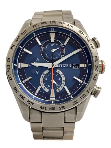 Citizen Eco-Drive H800-T025862 Radio-Pilotée Titan Bleu SLV Solar Montre Hommes - Photo 1 sur 5