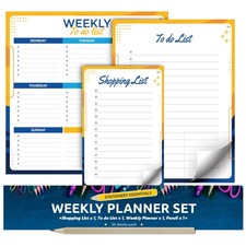 SOL 3in1 Weekly Planner Set With Weekly Pad To Do List And Shopping List