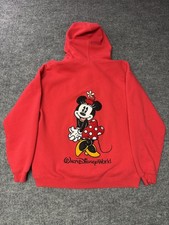 Walt Disney World Hooded Sweatshirt Size S Minnie Mouse Embroidered Red Zip
