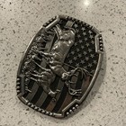 MONTANA SILVERSMITHS DEER AMERICAN FLAG SILVER BELT BUCKLE — photo 3
