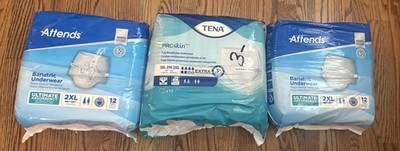 Lot of 3 Bariatric Adult Disposable Underwear 2XL Super Absorbent New! 36 Total