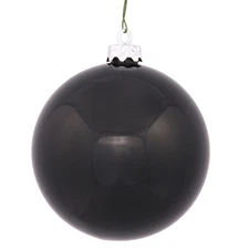 Vickerman Black Shiny UV Drilled Ball Ornament  4.75 in.