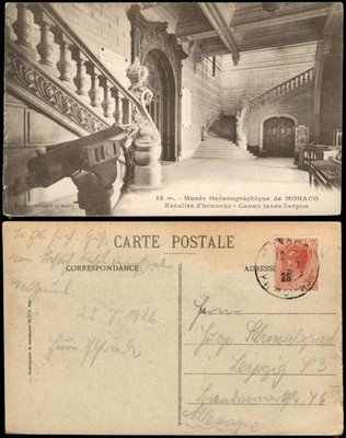 Monte-Carlo Musée Océanographique Escalier d'honneur - Canon lance haspon 1918