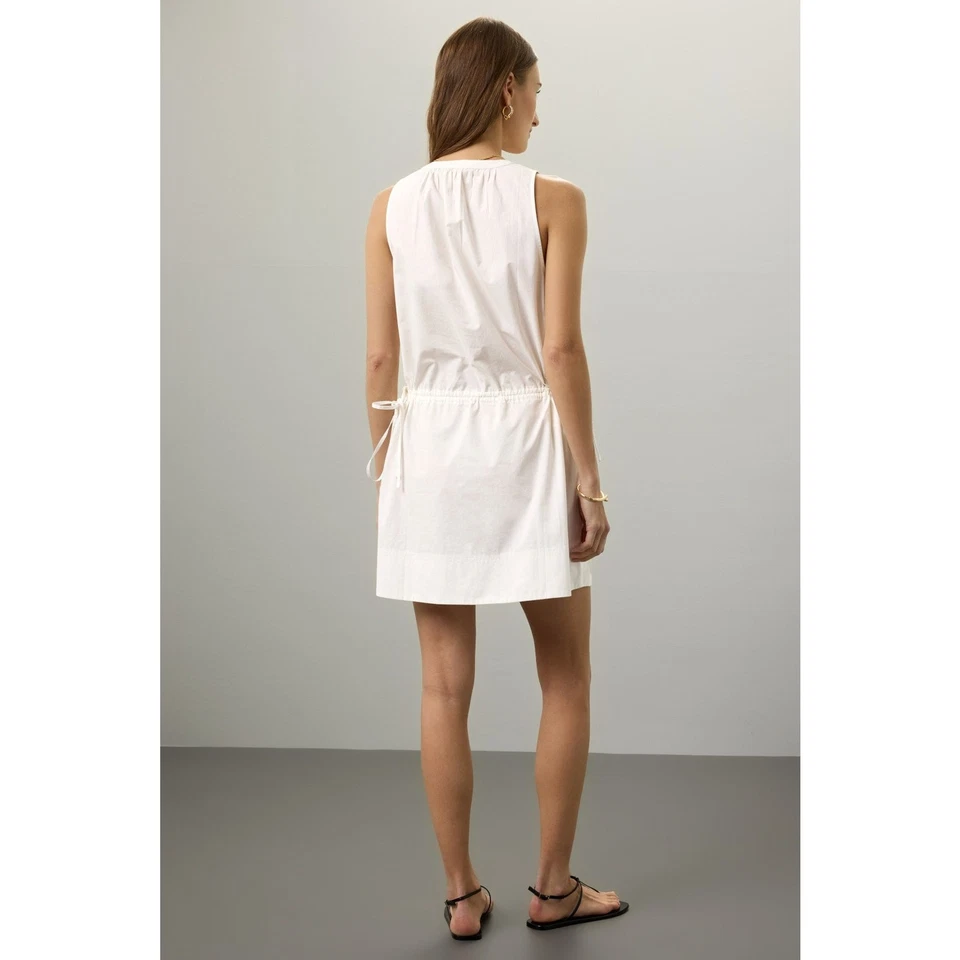 Vestido Spléndido Chase Algodón Popelina Blanco Mini Cordón Cintura Sin Mangas Talla L Foto 2 de 4