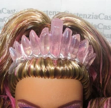 CROWN BARBIE DOLL MATTEL CRYSTAL FANTASY ROSE QUARTZ PLASTIC TIARA  ACCESSORY