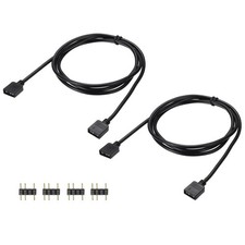 2 Pcs ARGB Extension Cable, 5V 20" 3 Pin 1 to 1 Female to Female, Black