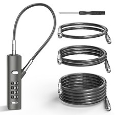 4-Digit Combination Cable Lock with 3 Steel Cables for Secure Protection