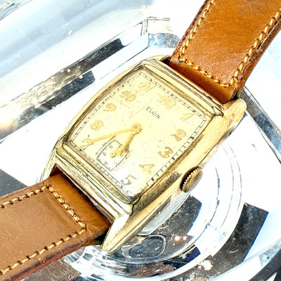 Vintage Elgin Tank Men's Mechanical Sub Second Hand Watch FOR PARTS REPAIR