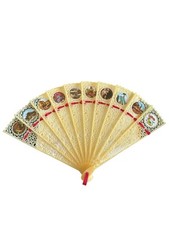 Vintage California Filigree Plastic Celluloid Ivory Folding Hand Fan Souvenir
