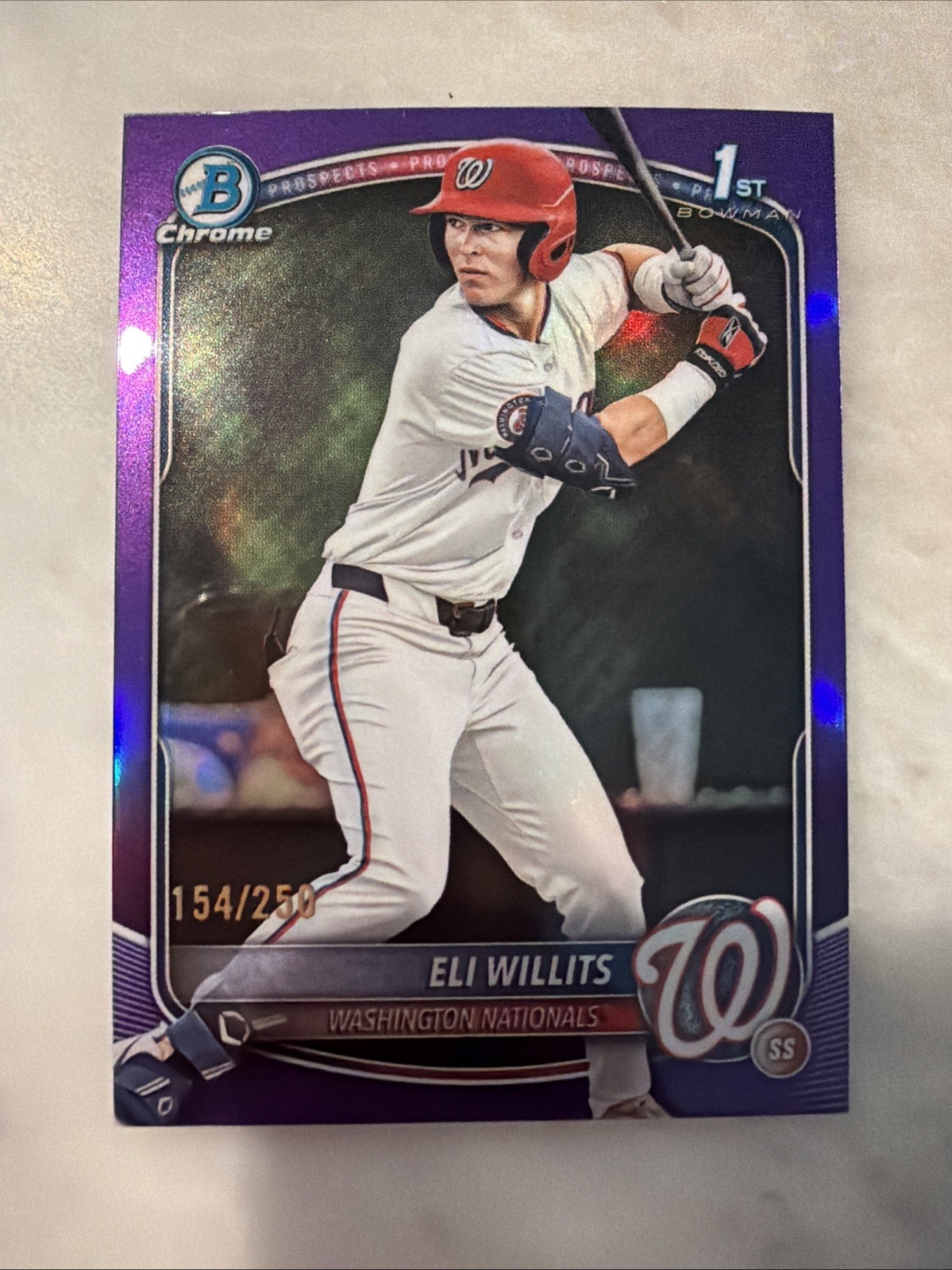 Eli Willits 2025 Bowman Draft #BDC-1 First Chrome Prospect Purple /250 Nationals