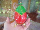 Strawberry Jewelry/Trinket/Gift Box Decorated Real Goose Egg Collectible